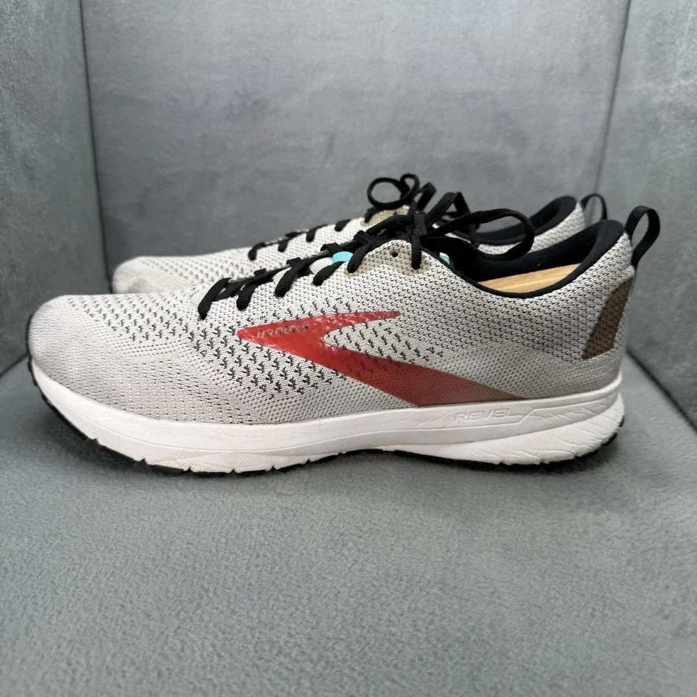 Brooks Revel 4 Men's 10.5 D Gray Red Running Shoes Sneakers 1103471D029